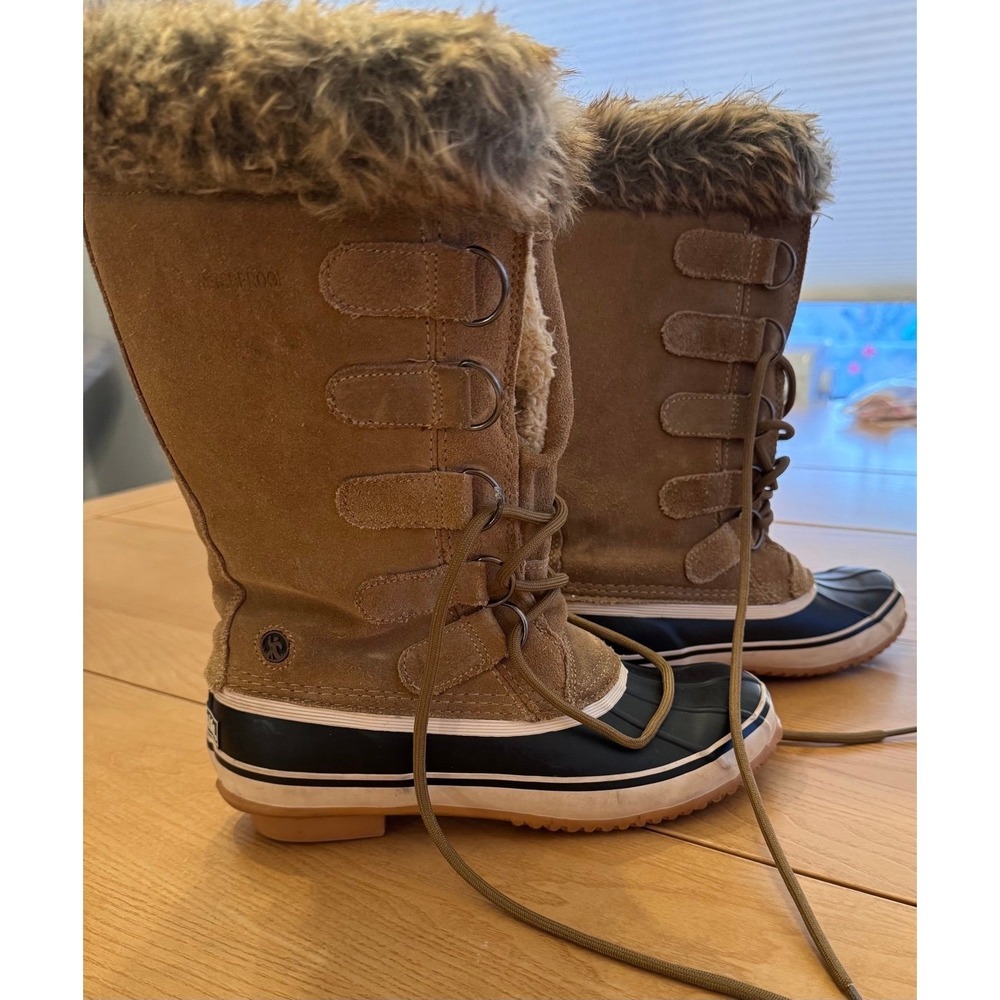 Northside Kathmandu Snow Boots Women Size 6 Tan Suede Faux Fur Waterproof Winter